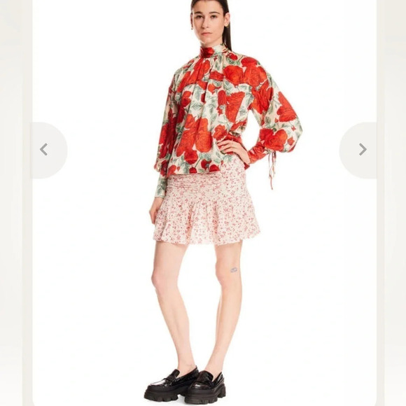 GANNI Georgette Ruched Chiffon Disty High-waisted Mini Skirt Women’s size 4 or S - Picture 14 of 14